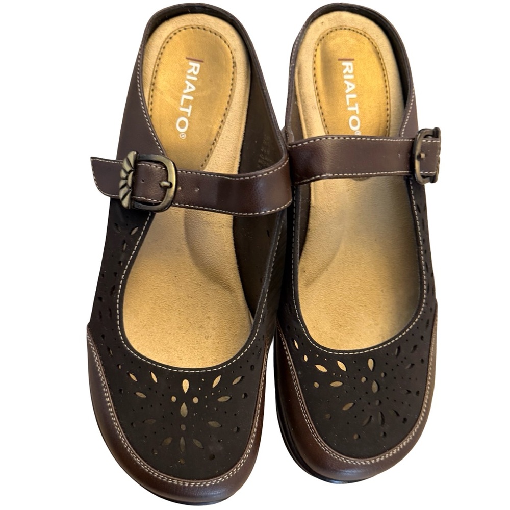 Rialto Black and Brown Mary Jane Clog Mule - Picture 3 of 7